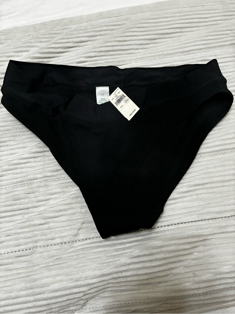 aerie Black High-Rise Ribbed Bikini Bottom